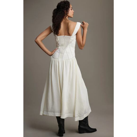 By Anthropologie Sleeveless Square-Neck Twofer Midi Dress - Picture 2 of 11